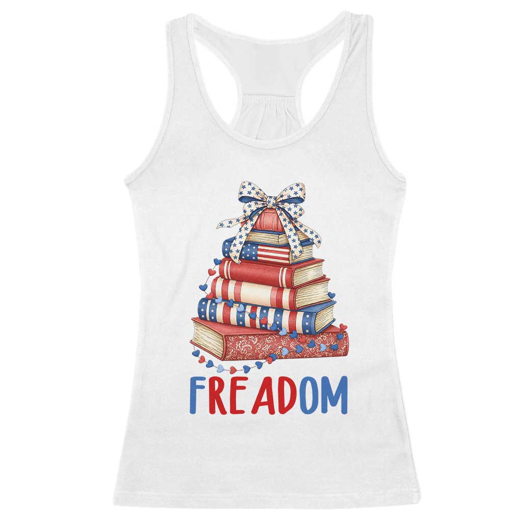 Funny Patriotic Book Lover Gift Racerback Tank Top Freadom