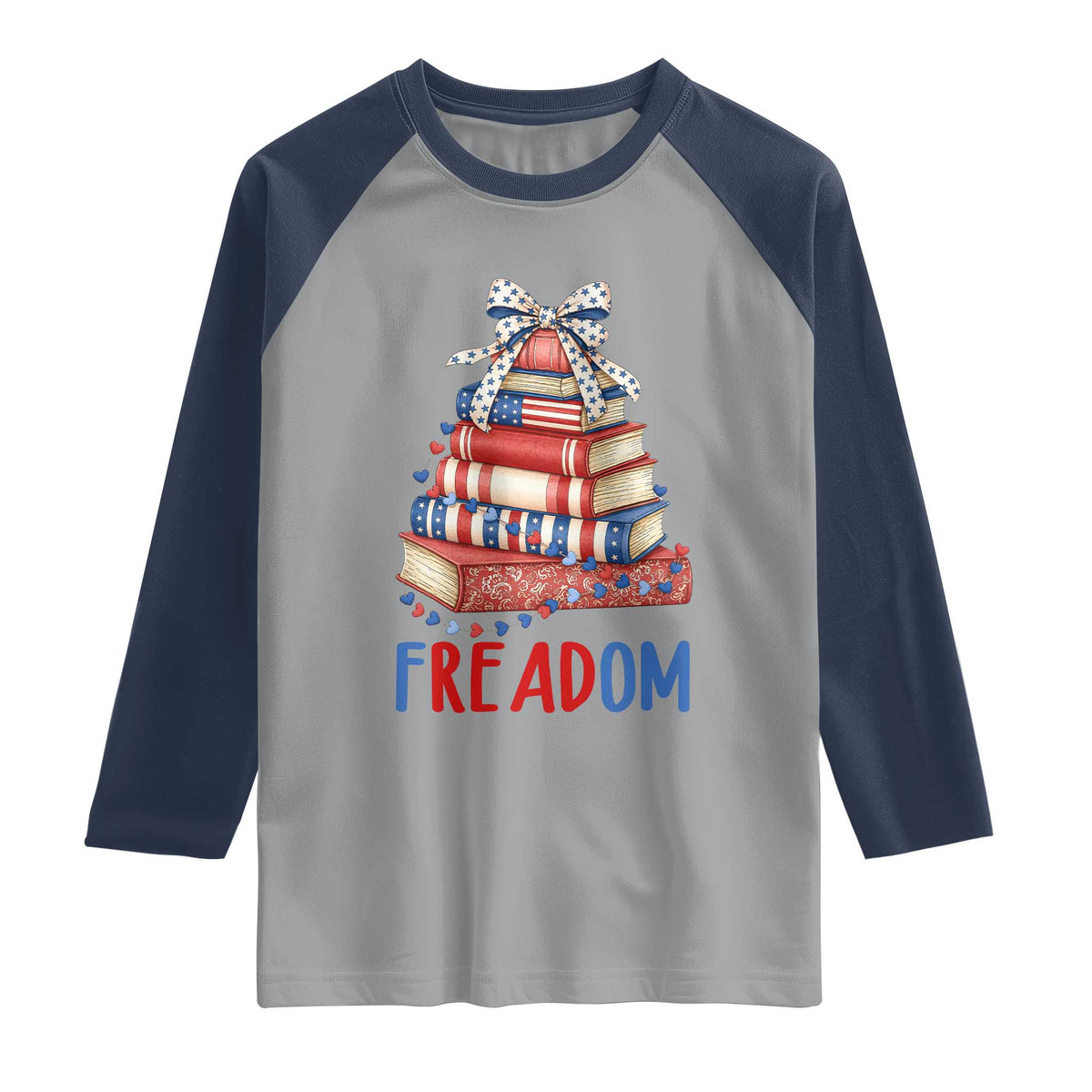 Funny Patriotic Book Lover Gift Raglan Shirt Freadom