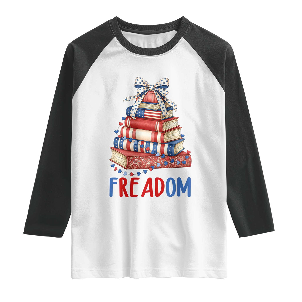 Funny Patriotic Book Lover Gift Raglan Shirt Freadom