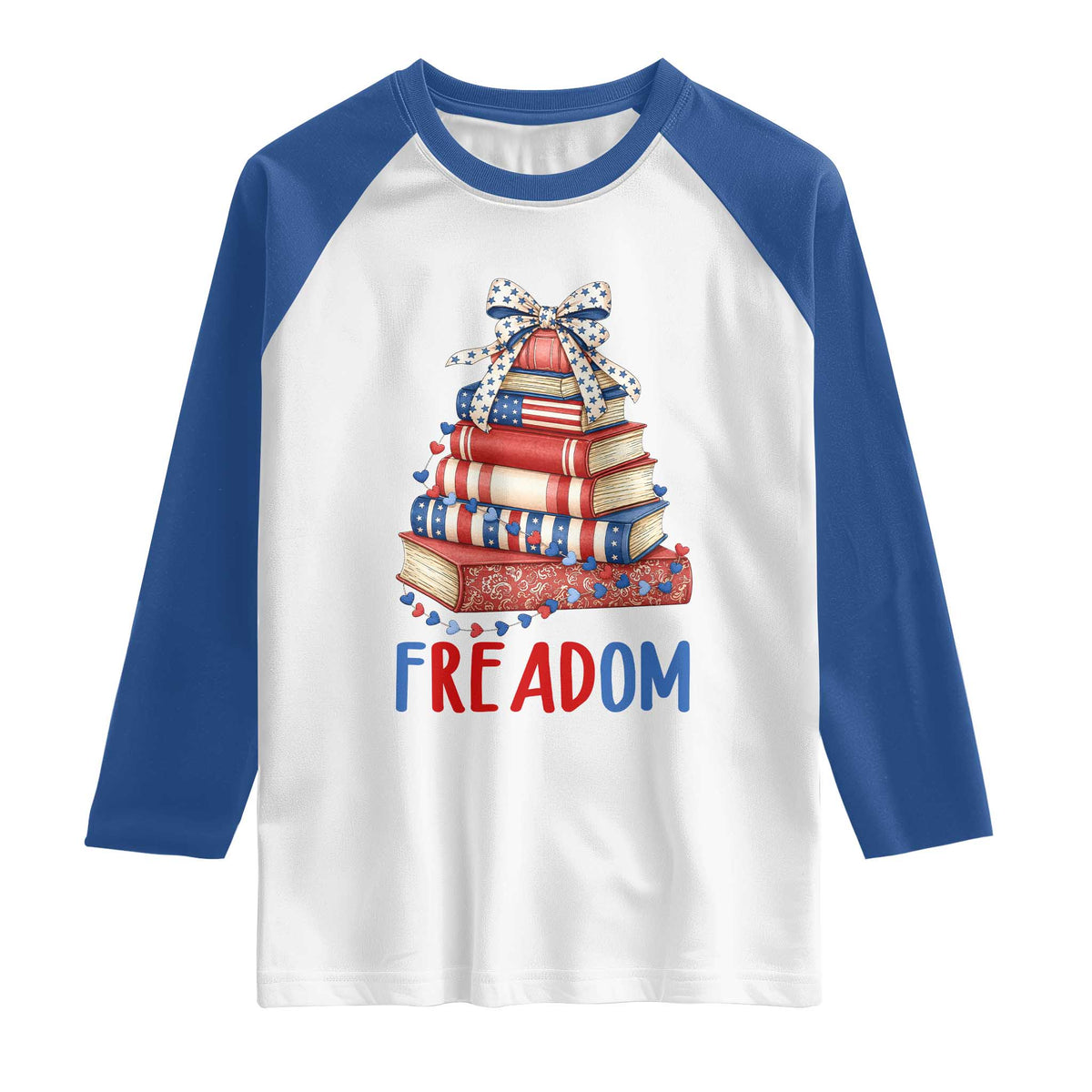 Funny Patriotic Book Lover Gift Raglan Shirt Freadom