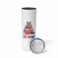 Funny Patriotic Book Lover Gift Skinny Tumbler Freadom