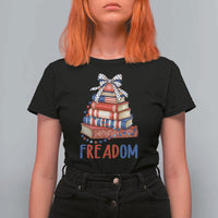Funny Patriotic Book Lover Gift T Shirt For Women Freadom