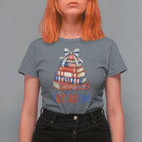 Funny Patriotic Book Lover Gift T Shirt For Women Freadom