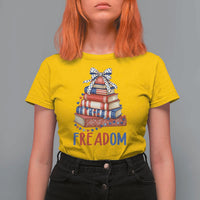 Funny Patriotic Book Lover Gift T Shirt For Women Freadom