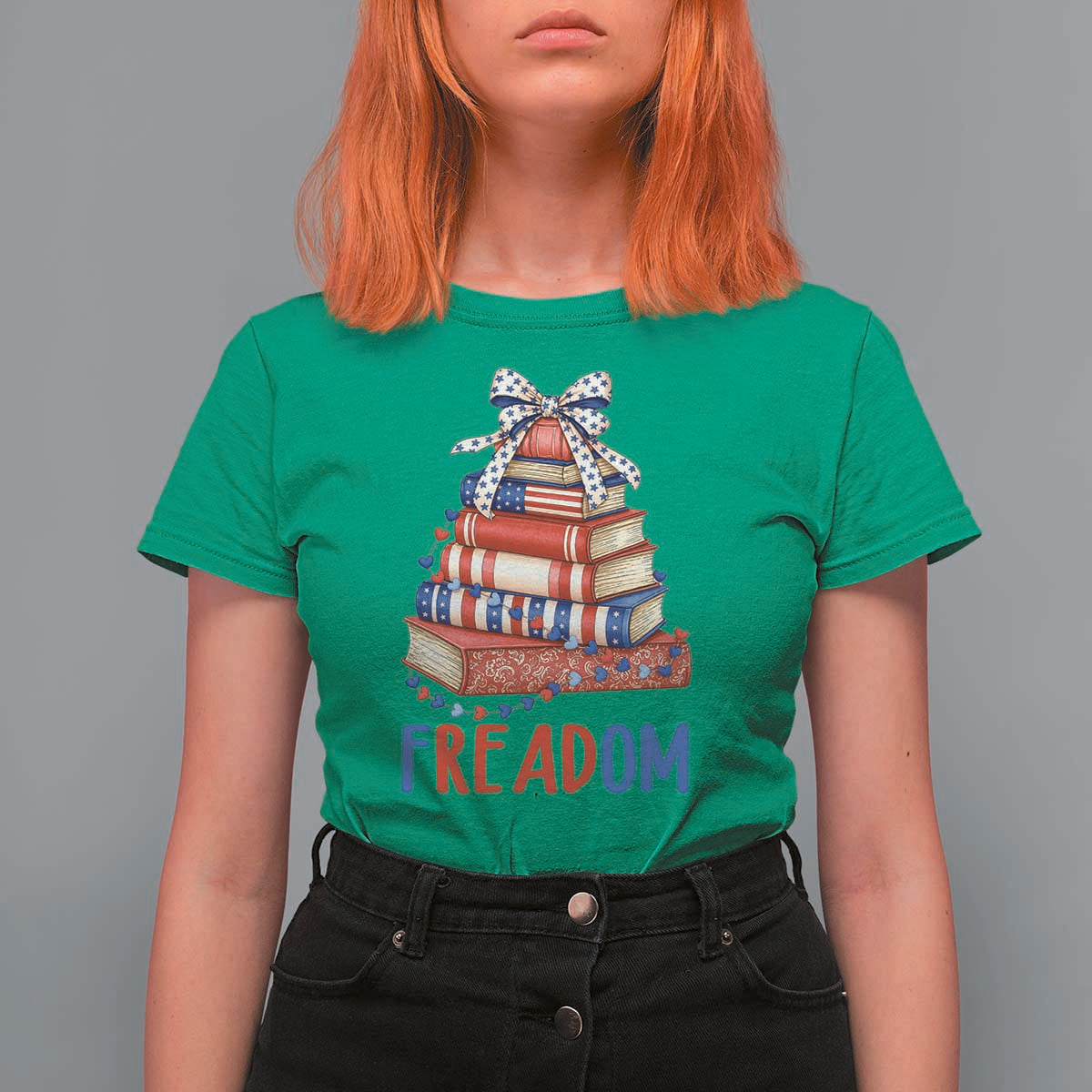 Funny Patriotic Book Lover Gift T Shirt For Women Freadom