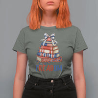Funny Patriotic Book Lover Gift T Shirt For Women Freadom