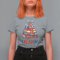 Funny Patriotic Book Lover Gift T Shirt For Women Freadom