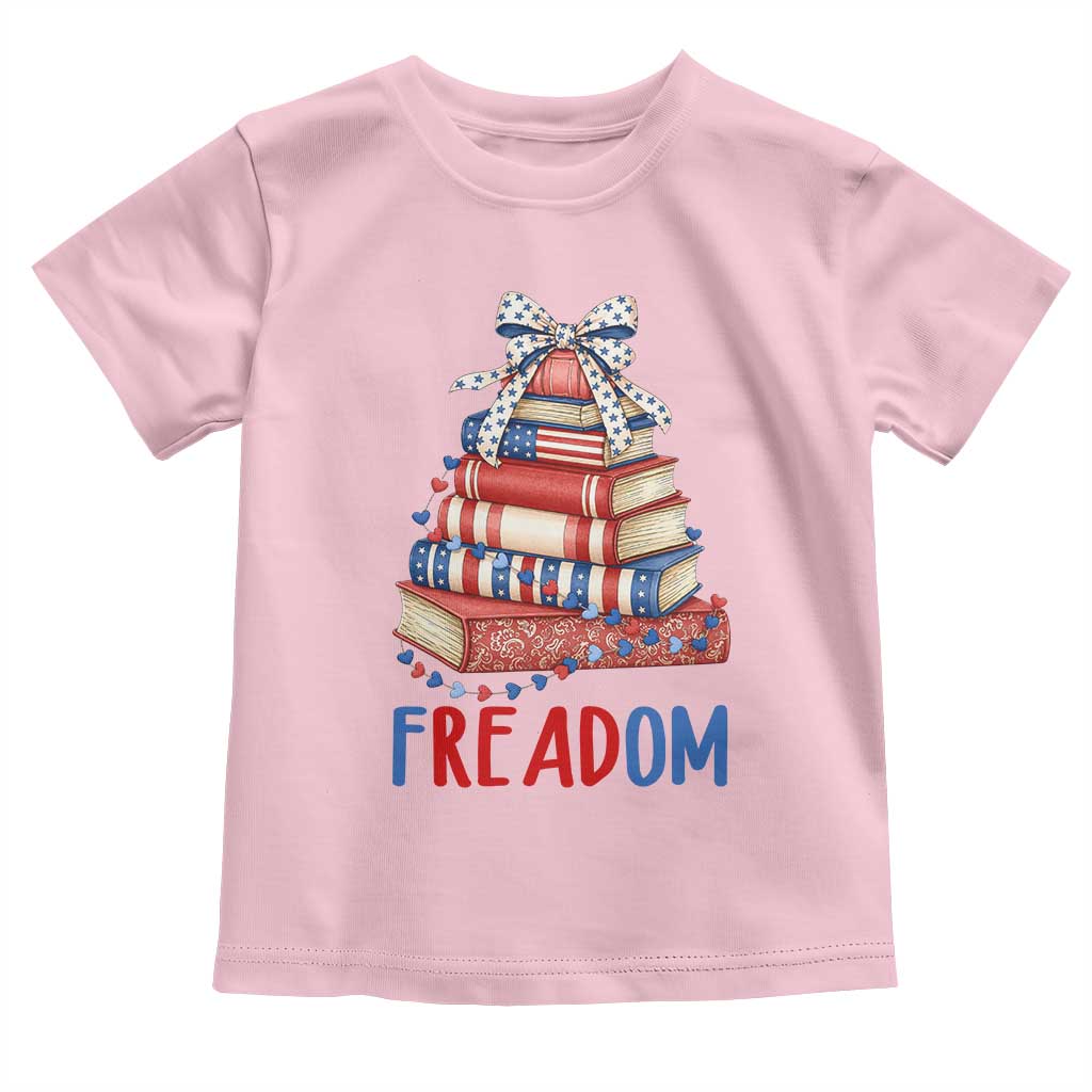 Funny Patriotic Book Lover Gift Toddler T Shirt Freadom