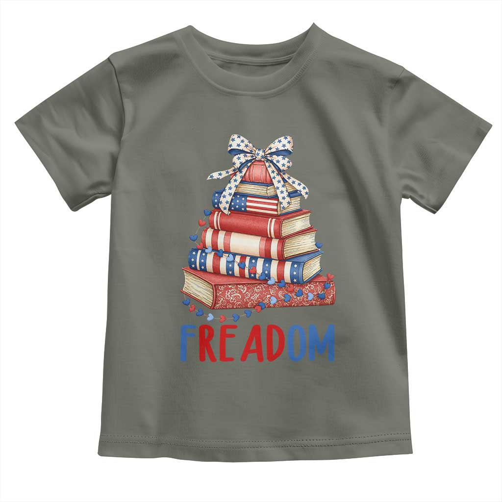 Funny Patriotic Book Lover Gift Toddler T Shirt Freadom