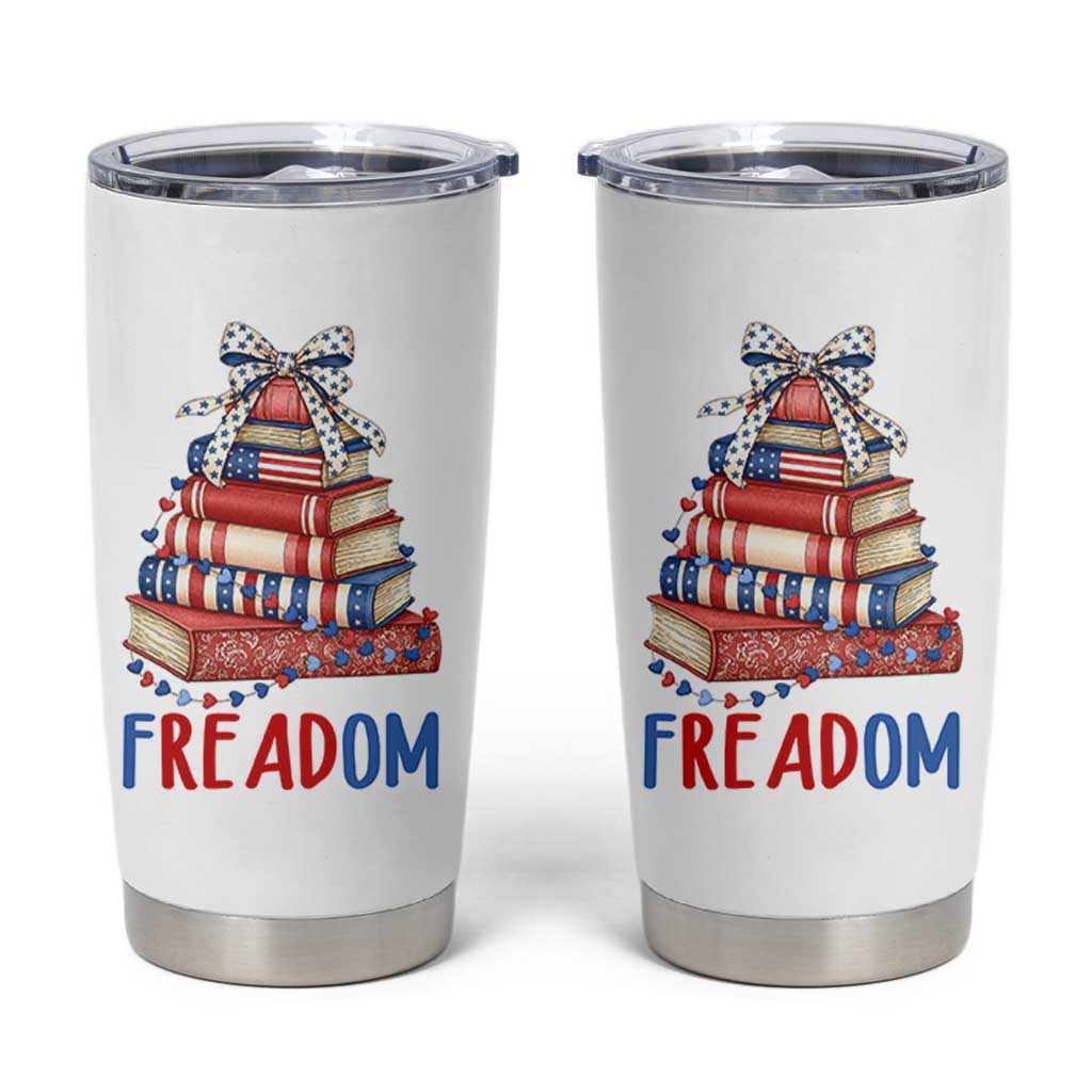 Funny Patriotic Book Lover Gift Tumbler Cup Freadom