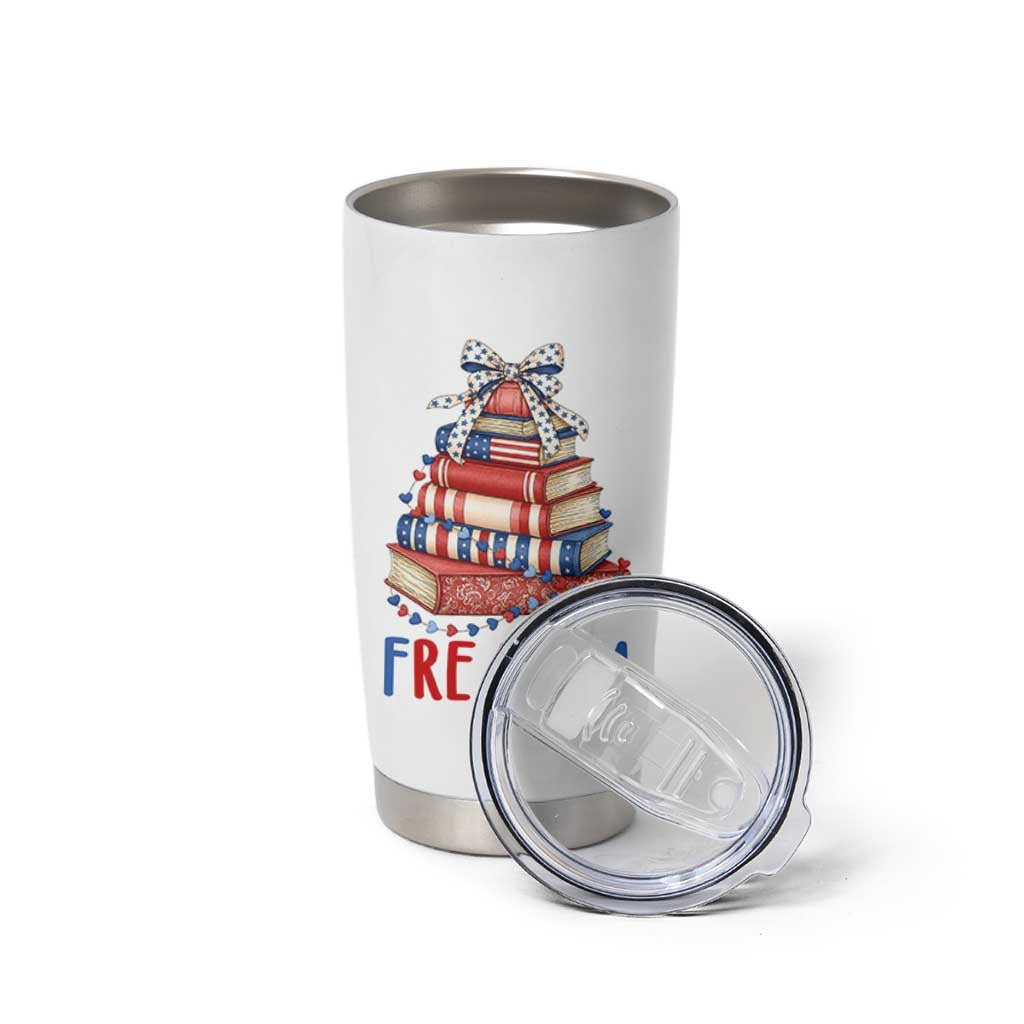 Funny Patriotic Book Lover Gift Tumbler Cup Freadom