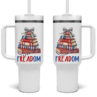 Funny Patriotic Book Lover Gift Tumbler With Handle Freadom
