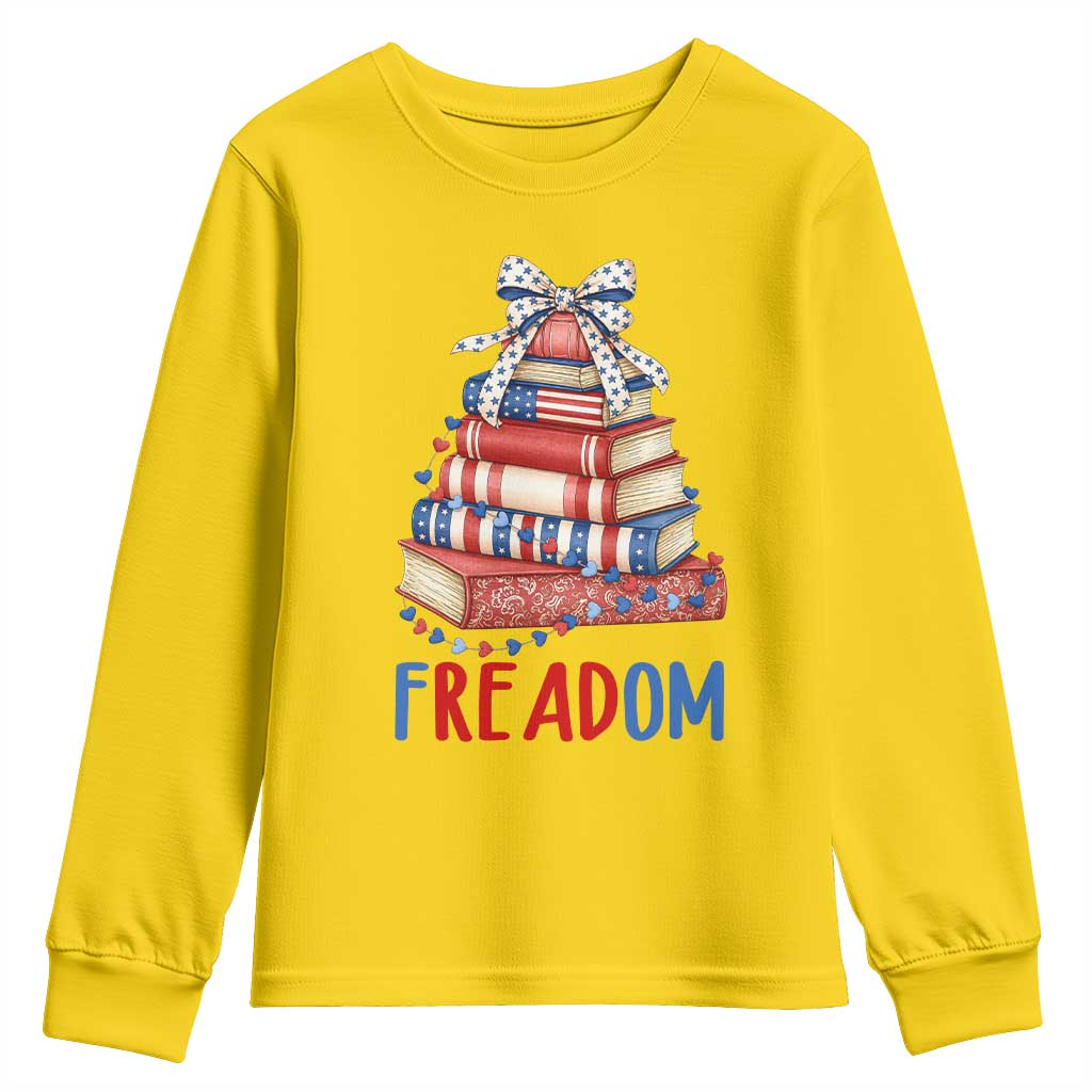 Funny Patriotic Book Lover Gift Youth Sweatshirt Freadom