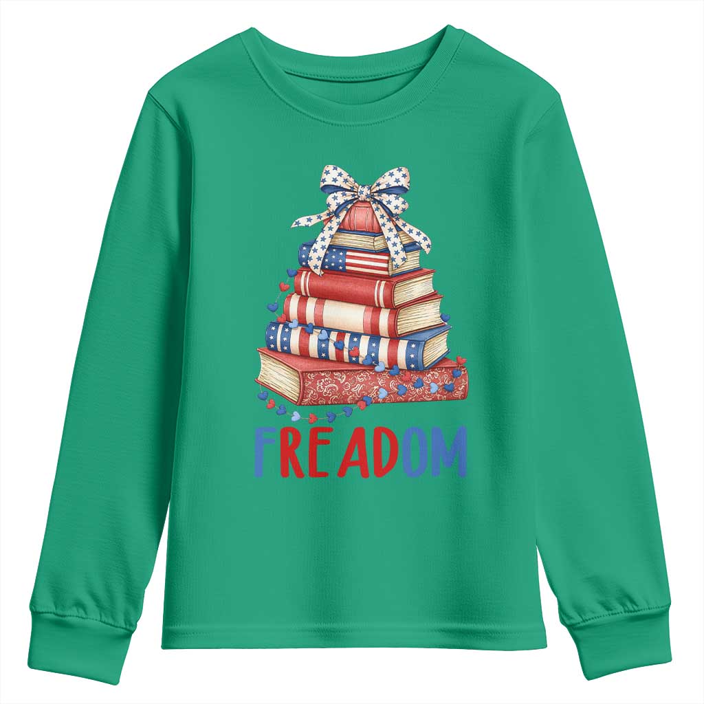 Funny Patriotic Book Lover Gift Youth Sweatshirt Freadom