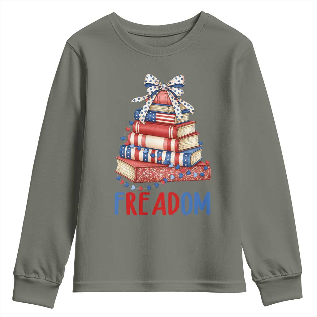 Funny Patriotic Book Lover Gift Youth Sweatshirt Freadom