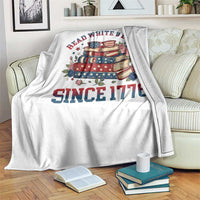 Funny Patriotic Book Lover Gift Throw Blanket Read White Blue Since 1776