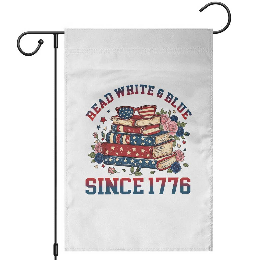 Funny Patriotic Book Lover Gift Garden Flag Read White Blue Since 1776