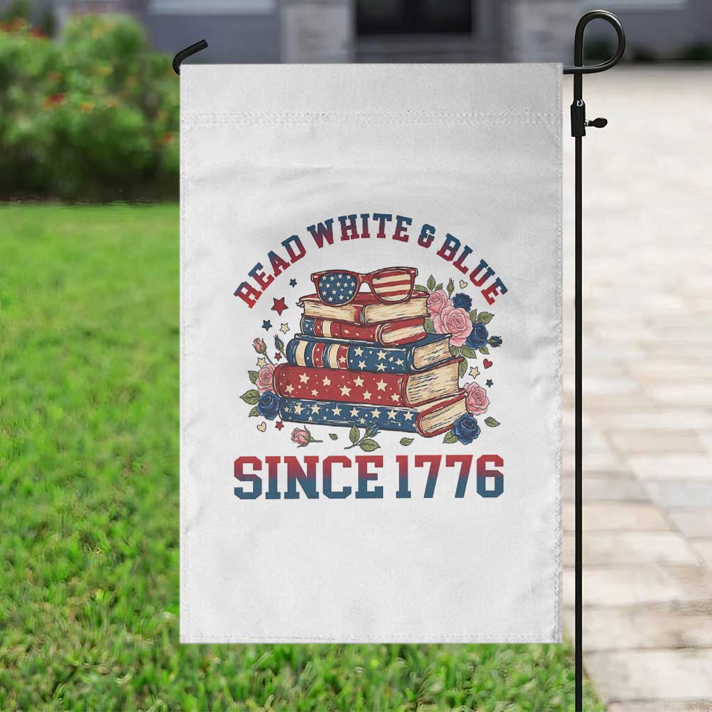 Funny Patriotic Book Lover Gift Garden Flag Read White Blue Since 1776