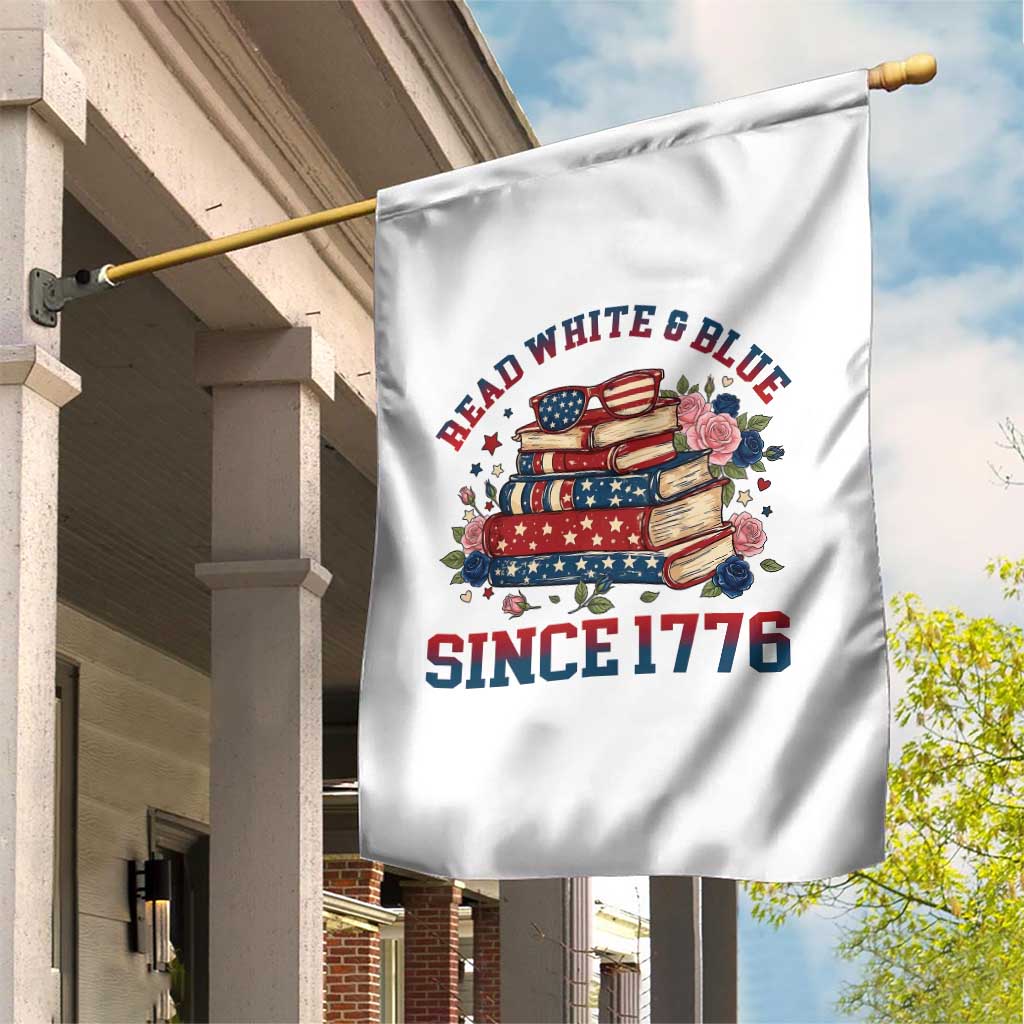 Funny Patriotic Book Lover Gift Garden Flag Read White Blue Since 1776