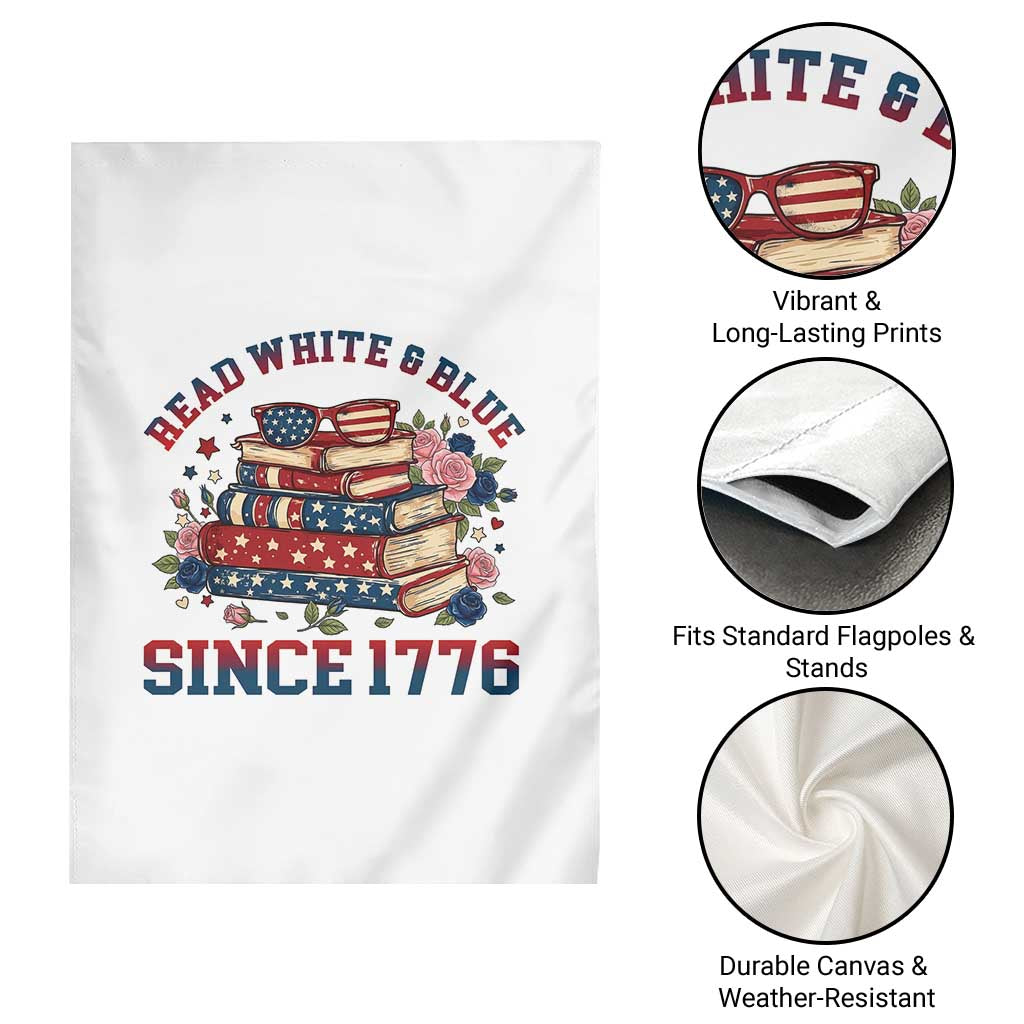 Funny Patriotic Book Lover Gift Garden Flag Read White Blue Since 1776