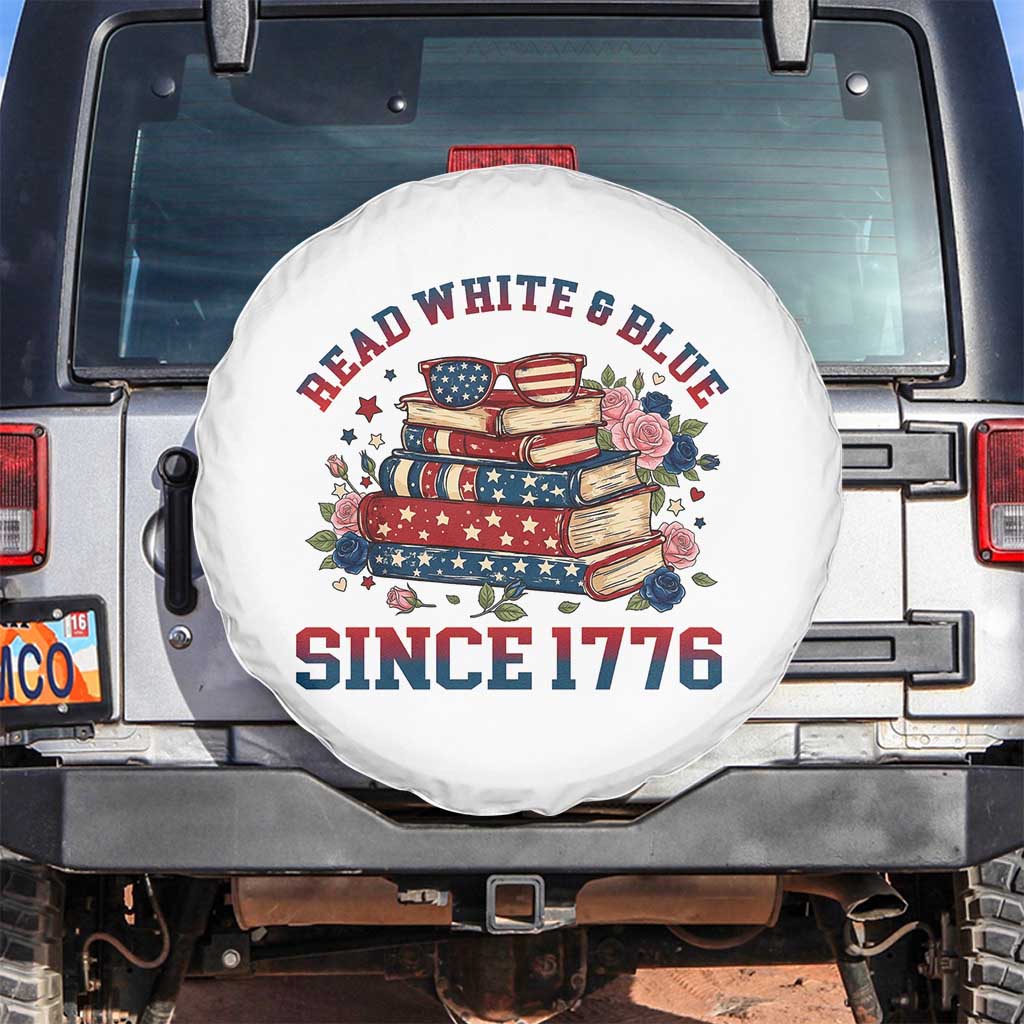 Funny Patriotic Book Lover Gift Spare Tire Cover Read White Blue Since 1776