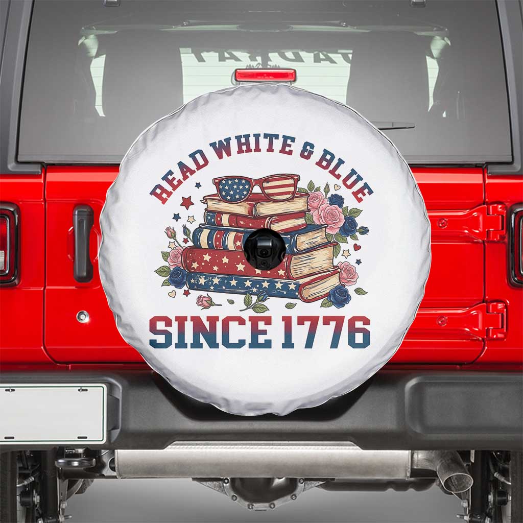 Funny Patriotic Book Lover Gift Spare Tire Cover Read White Blue Since 1776