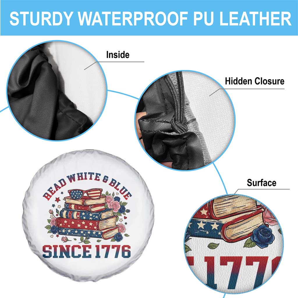 Funny Patriotic Book Lover Gift Spare Tire Cover Read White Blue Since 1776