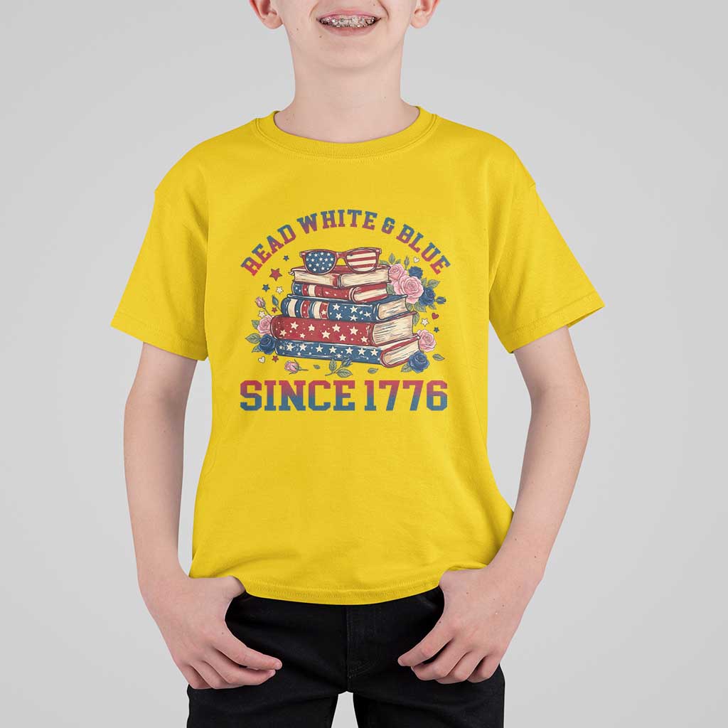 Funny Patriotic Book Lover Gift T Shirt For Kid Read White Blue Since 1776