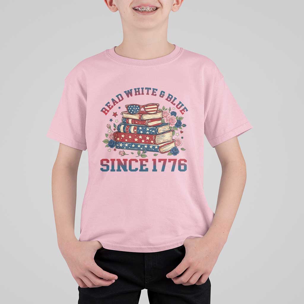 Funny Patriotic Book Lover Gift T Shirt For Kid Read White Blue Since 1776
