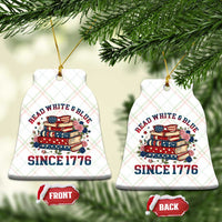 Funny Patriotic Book Lover Gift Ceramic Ornament Read White Blue Since 1776