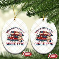 Funny Patriotic Book Lover Gift Ceramic Ornament Read White Blue Since 1776