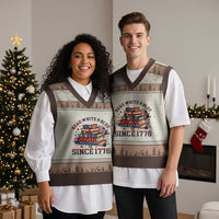 Funny Patriotic Book Lover Gift V-Neck Knit Sweater Vest Read White Blue Since 1776