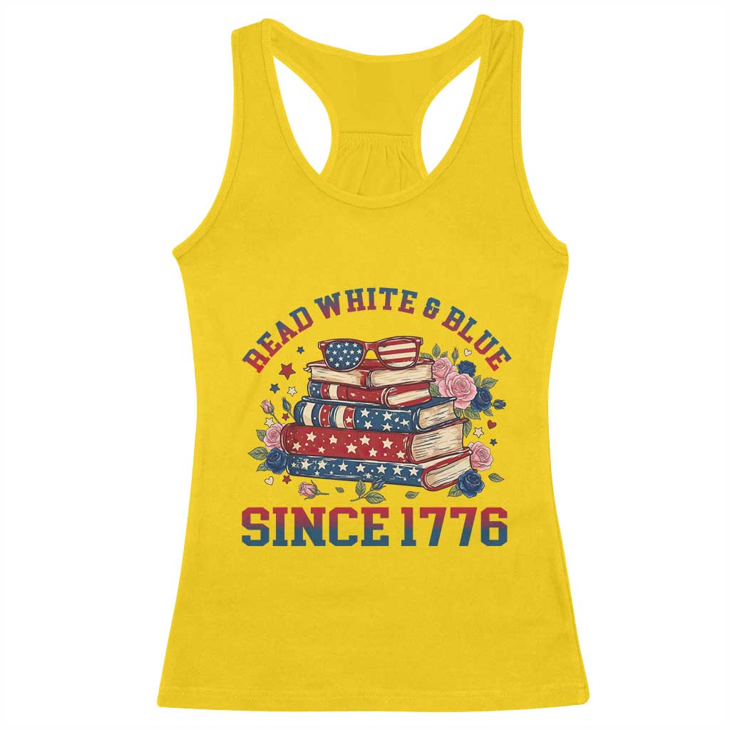 Funny Patriotic Book Lover Gift Racerback Tank Top Read White Blue Since 1776