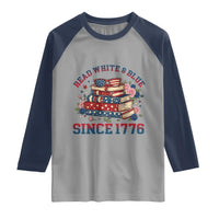Funny Patriotic Book Lover Gift Raglan Shirt Read White Blue Since 1776