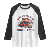 Funny Patriotic Book Lover Gift Raglan Shirt Read White Blue Since 1776