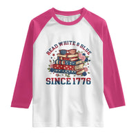 Funny Patriotic Book Lover Gift Raglan Shirt Read White Blue Since 1776