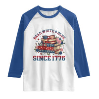 Funny Patriotic Book Lover Gift Raglan Shirt Read White Blue Since 1776