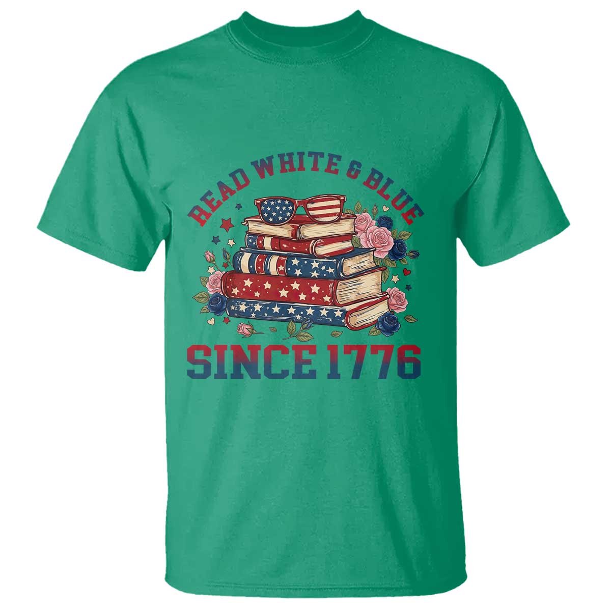 Funny Patriotic Book Lover Gift T Shirt Read White Blue Since 1776