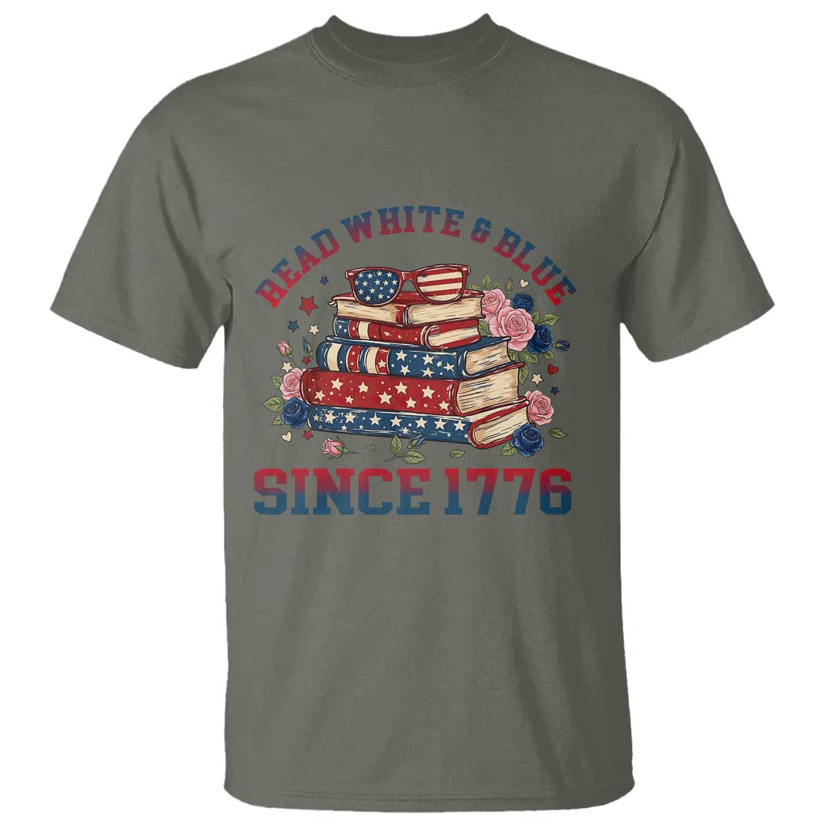 Funny Patriotic Book Lover Gift T Shirt Read White Blue Since 1776