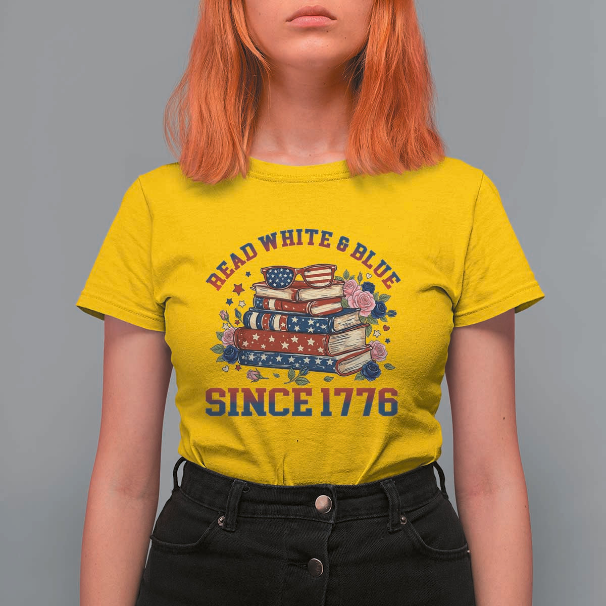Funny Patriotic Book Lover Gift T Shirt For Women Read White Blue Since 1776