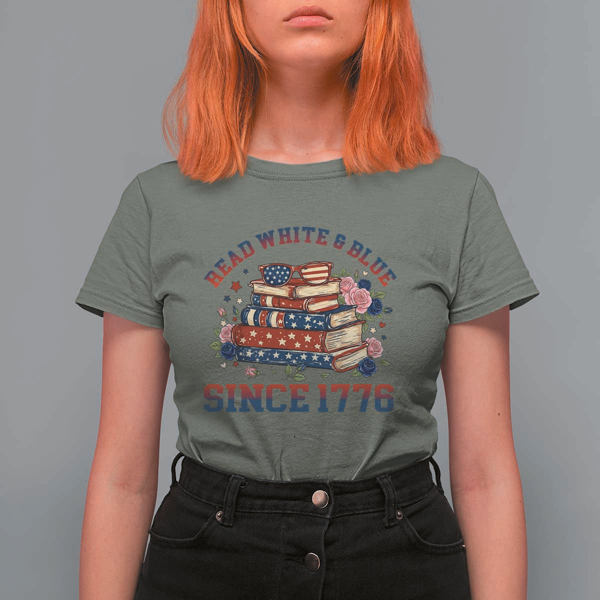 Funny Patriotic Book Lover Gift T Shirt For Women Read White Blue Since 1776