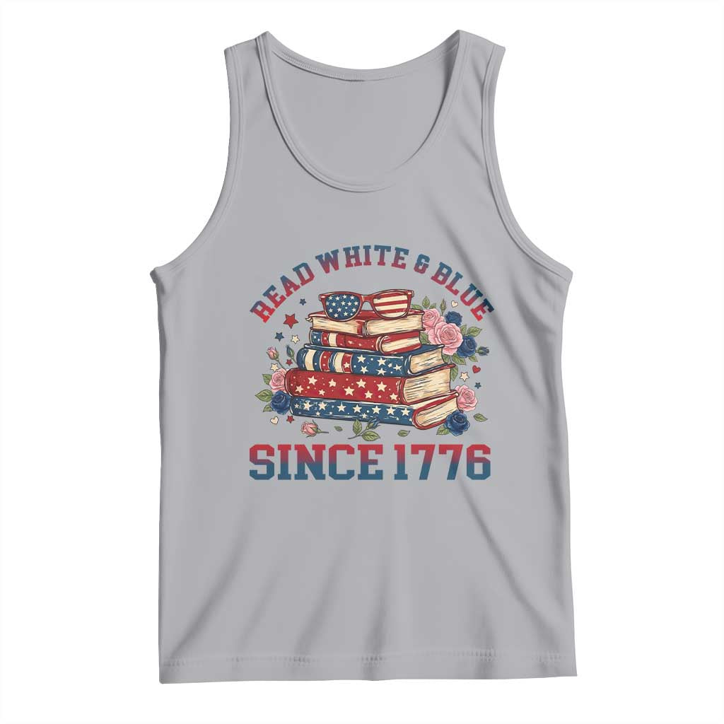 Funny Patriotic Book Lover Gift Tank Top Read White Blue Since 1776