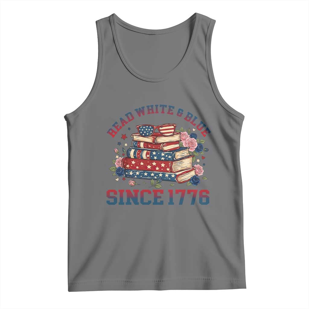 Funny Patriotic Book Lover Gift Tank Top Read White Blue Since 1776