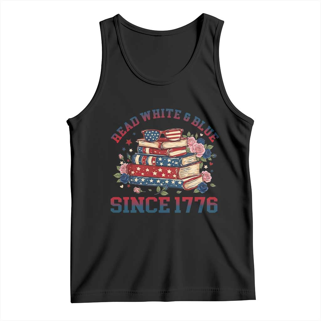 Funny Patriotic Book Lover Gift Tank Top Read White Blue Since 1776