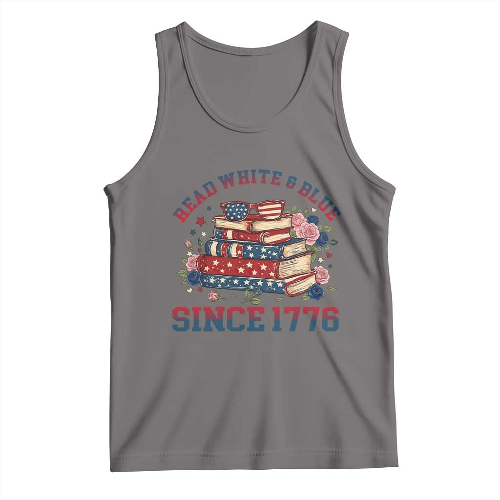 Funny Patriotic Book Lover Gift Tank Top Read White Blue Since 1776