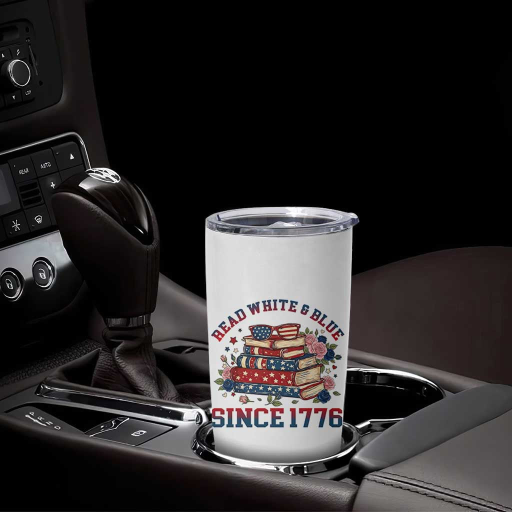 Funny Patriotic Book Lover Gift Tumbler Cup Read White Blue Since 1776