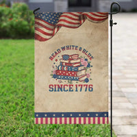 Funny Book Lover Gift Patriotic Garden Flag Read White Blue Since 1776