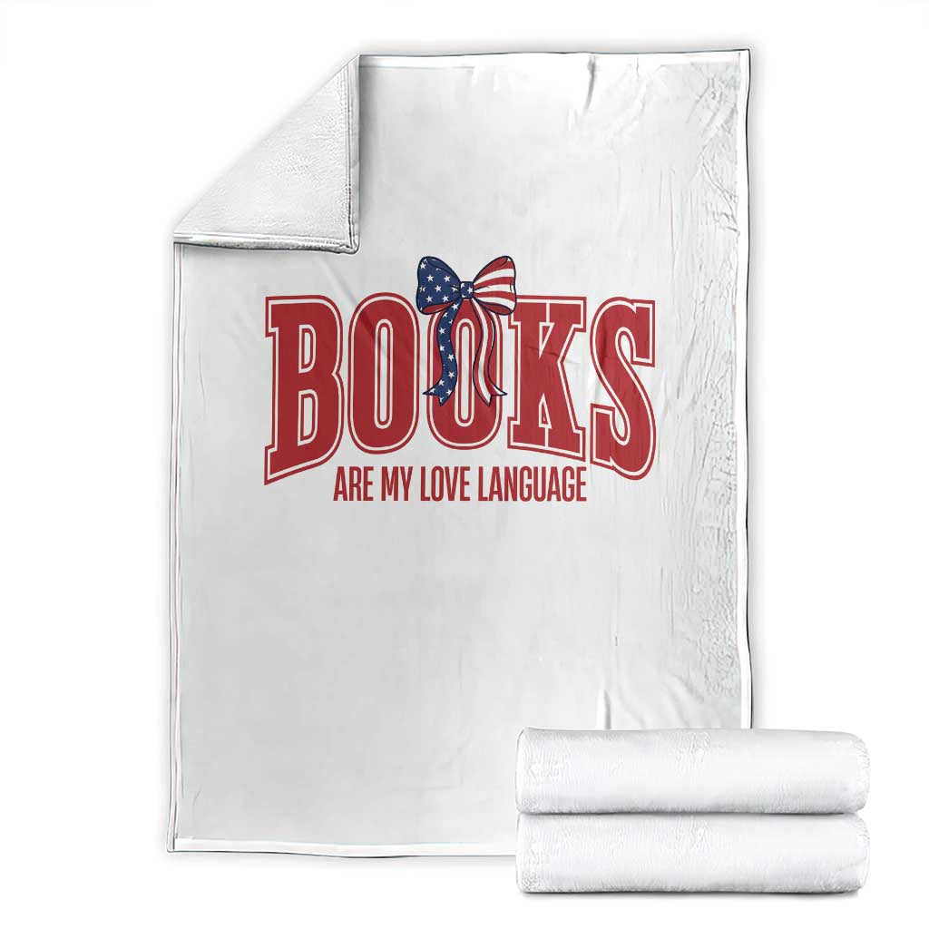 Patriotic Book Lover Gift Throw Blanket Books Are My Love Language