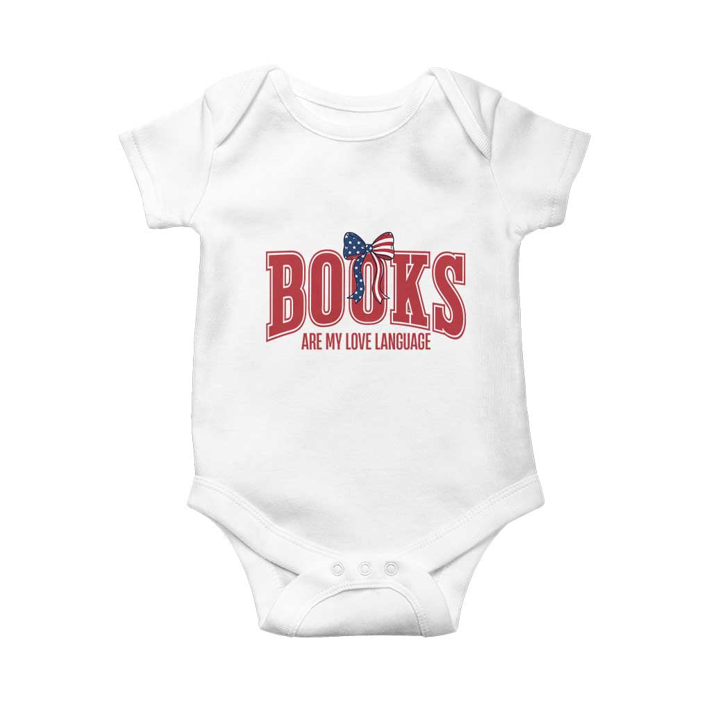 Patriotic Book Lover Gift Baby Onesie Books Are My Love Language