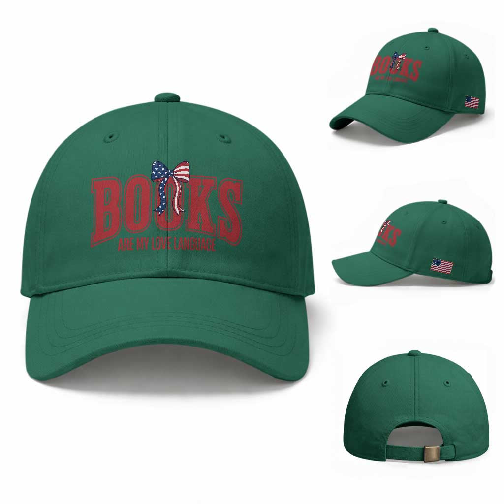 Patriotic Book Lover Gift Baseball Cap Books Are My Love Language
